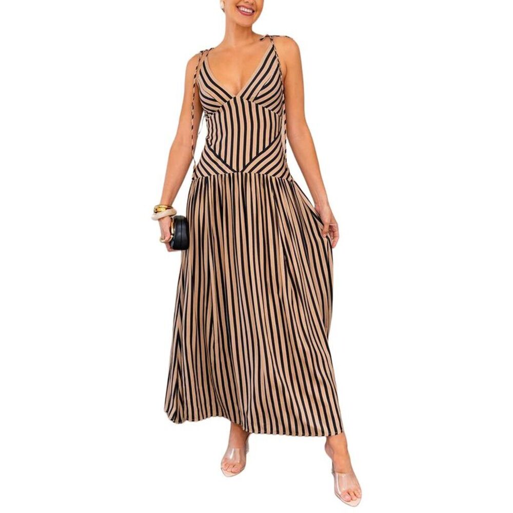 Multi Womens Esea Linen-Blend Midi Dress